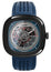 SEVENFRIDAY T-Series Automatic Black PVD Blue Skeleton Dial Blue Leather Strap Mens Watch T3/03 - Watches & Beyond