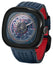 SEVENFRIDAY T-Series Automatic Black PVD Blue Skeleton Dial Blue Leather Strap Mens Watch T3/03 - Watches & Beyond
