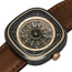 SEVENFRIDAY T-Series Automatic Gunmetal PVD Brown Skeleton Dial Brown Leather Strap Mens Watch T2/03 - Watches & Beyond