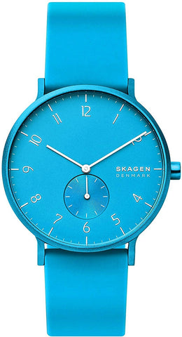 Skagen Aaren Kulor Neon Blue 41mm Aluminum Case Silicone Strap Unisex Watch SKW6555 - WAB - Shipping Dept.