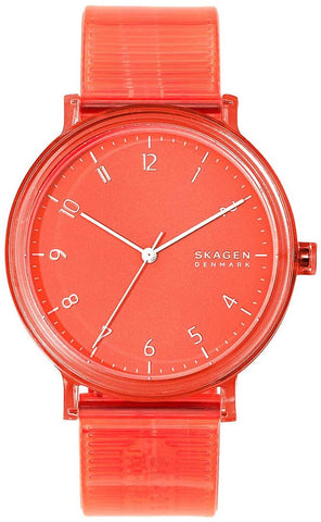 Skagen Aaren Transparent Orange/Coral 41mm Case Unisex Watch SKW6603 - WAB - Shipping Dept.