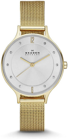 Skagen Anita Gold - Tone Steel Mesh Silver Dial Women's Watch SKW2150 - WAB - Shipping Dept.