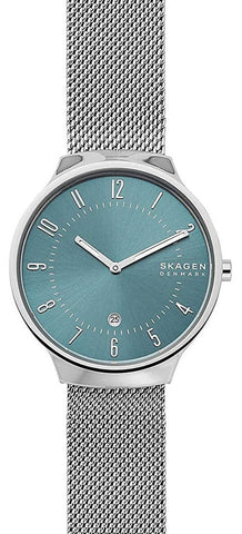 Skagen Grenen Slim Teal Blue Dial Date Stainless Steel Mesh Men's Watch SKW6521 - WAB - Shipping Dept.