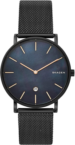 Skagen Hagen Slim Black Mother - of - Pearl Date Black Steel Mesh Men's Watch SKW6472 - WAB - Shipping Dept.