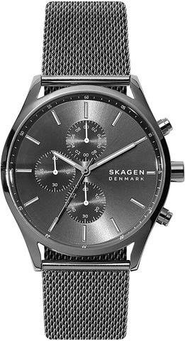 Skagen Holst Quartz Chronograph Gray Dial Gunmetal Steel Mesh Men's Watch SKW6608 - WAB - Shipping Dept.