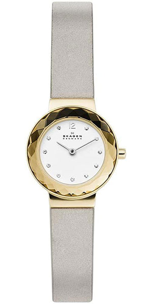 Skagen Leonora Gold - Tone Steel Silver Dial Gray Leather Women's Watch SKW2778 - WAB - Shipping Dept.