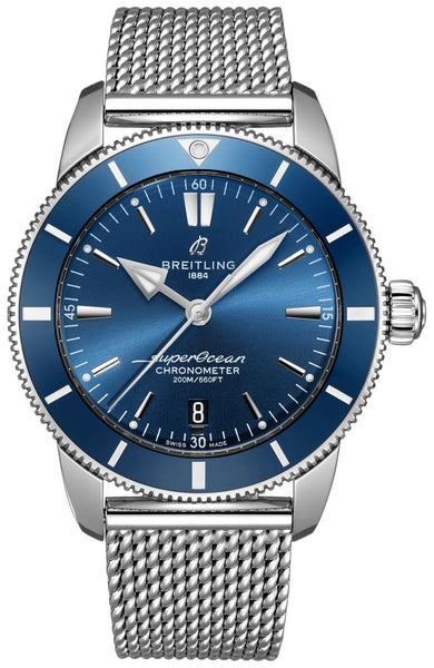 Special Edition Breitling Superocean Heritage Automatic Chronometer Stainless Steel Mesh Blue Dial Date Divers Mens Watch AB2030161C1A1 - WAB - Shipping Dept.