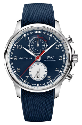 Special Edition IWC Portugieser Yacht Club "Orlebar Brown" Automatic Flyback Chronograph Stainless Steel Blue Dial Blue Rubber Strap Date Mens Watch IW390704 - WAB - Shipping Dept.