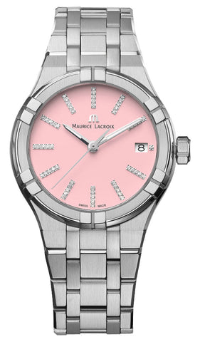 Special Edition Maurice Lacroix Aikon Colours Edition Stainless Steel Pink Dial Date Diamonds Quartz Womens Watch AI1106 - SS002 - 550 - 1 - Watches & Beyond