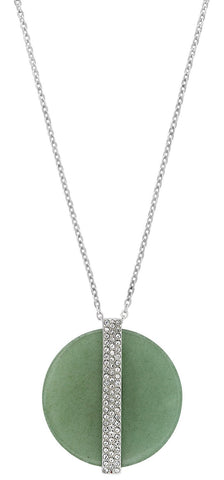 Swarovski Aventurine Disk Large Green Pendant with Crystals 5155510 Rhodium Plated Steel Chain Necklace for Women - WAB - Shipping Dept.