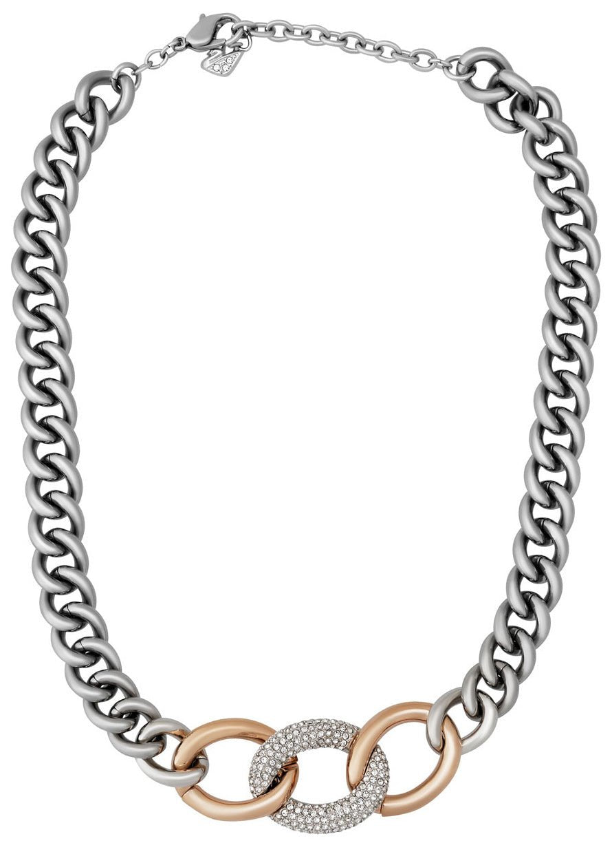 Swarovski Bound Crystal Pavé Palladium Plated Steel Rose Gold Chunky Chain Link Necklace for Women 5080040 - WAB - Shipping Dept.