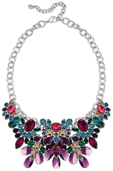 Swarovski Cardinal Rhodium Plated 5113430 Multi - Color Crystal Large Bib Necklace for Women - WAB - Shipping Dept.