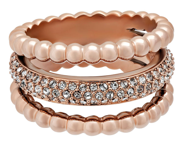 Swarovski Click Rose Gold Plated Crystal Pavé & Bubble Triple Strand W