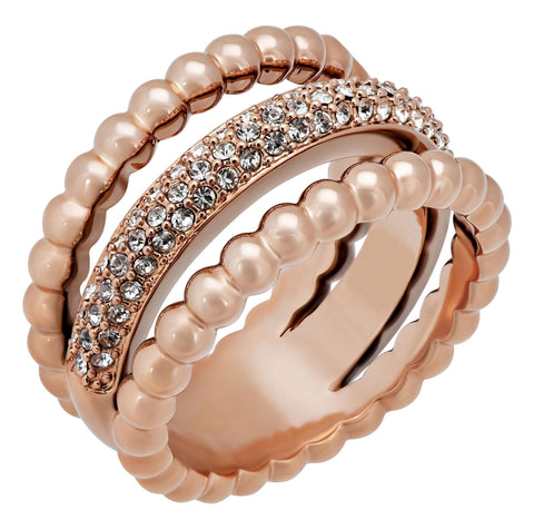 Swarovski Click Rose Gold Plated Crystal Pavé & Bubble Triple Strand Womens Ring Size 8 / 58 - 5143795 - WAB - Shipping Dept.