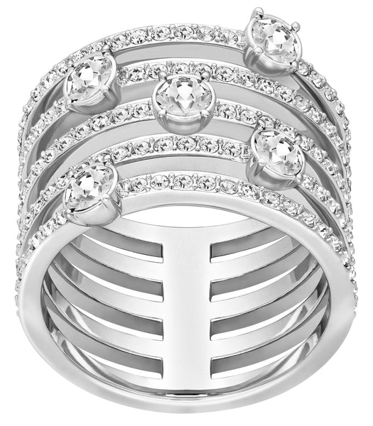 Swarovski Creativity Wide Rhodium Plated Clear Crystal Pavé Womens Ring Size 8 / 58 - 5184245 - WAB - Shipping Dept.