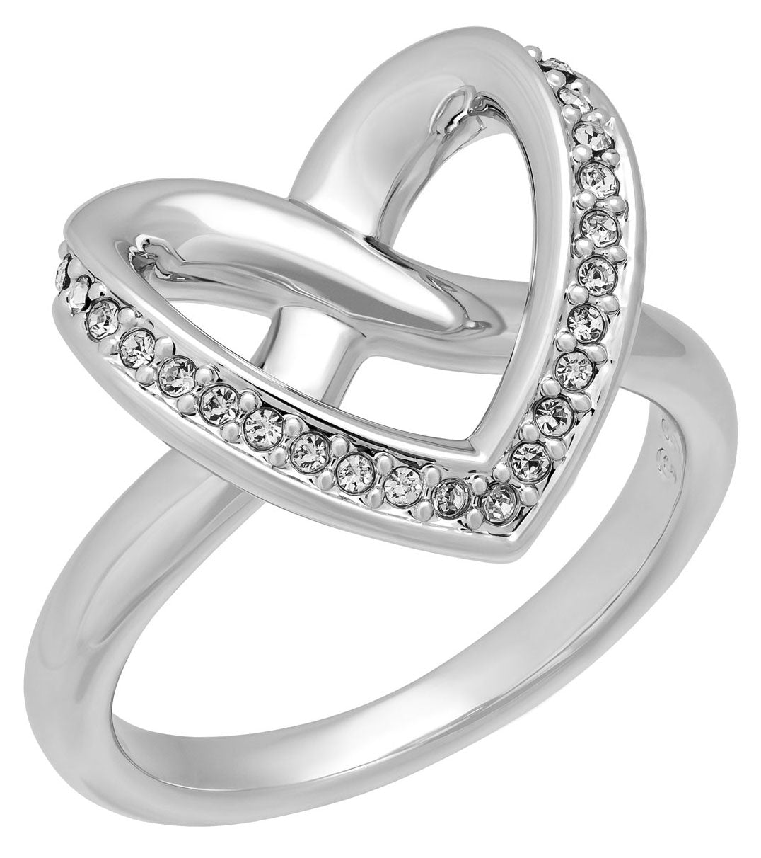 Swarovski Cupidon Rhodium Plated Clear Crystal Pavé Heart Womens Ring Size 7 / 55 - 5119333 - WAB - Shipping Dept.