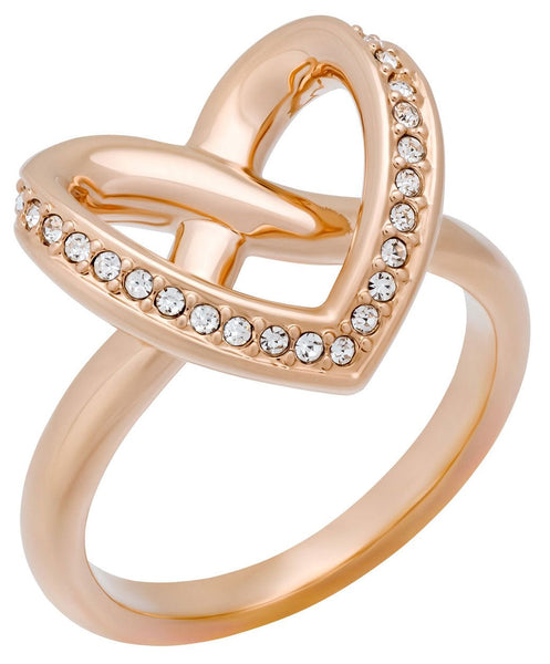 Swarovski Cupidon Rose Gold Plated Clear Crystal Pavé Heart Womens Ring Size 7 / 55 - 5113590 - WAB - Shipping Dept.