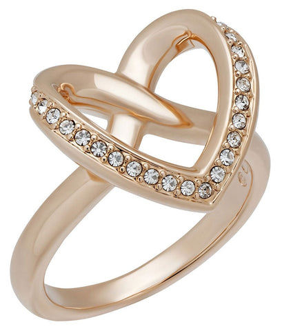 Swarovski Cupidon Rose Gold Plated Clear Crystal Pavé Heart Womens Ring Size 8 / 58 - 5140096 - WAB - Shipping Dept.