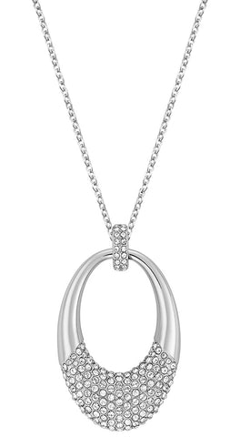 Swarovski Degree 5190015 Rhodium Plated Clear Crystal Pave Oval Pendant Necklace - WAB - Shipping Dept.