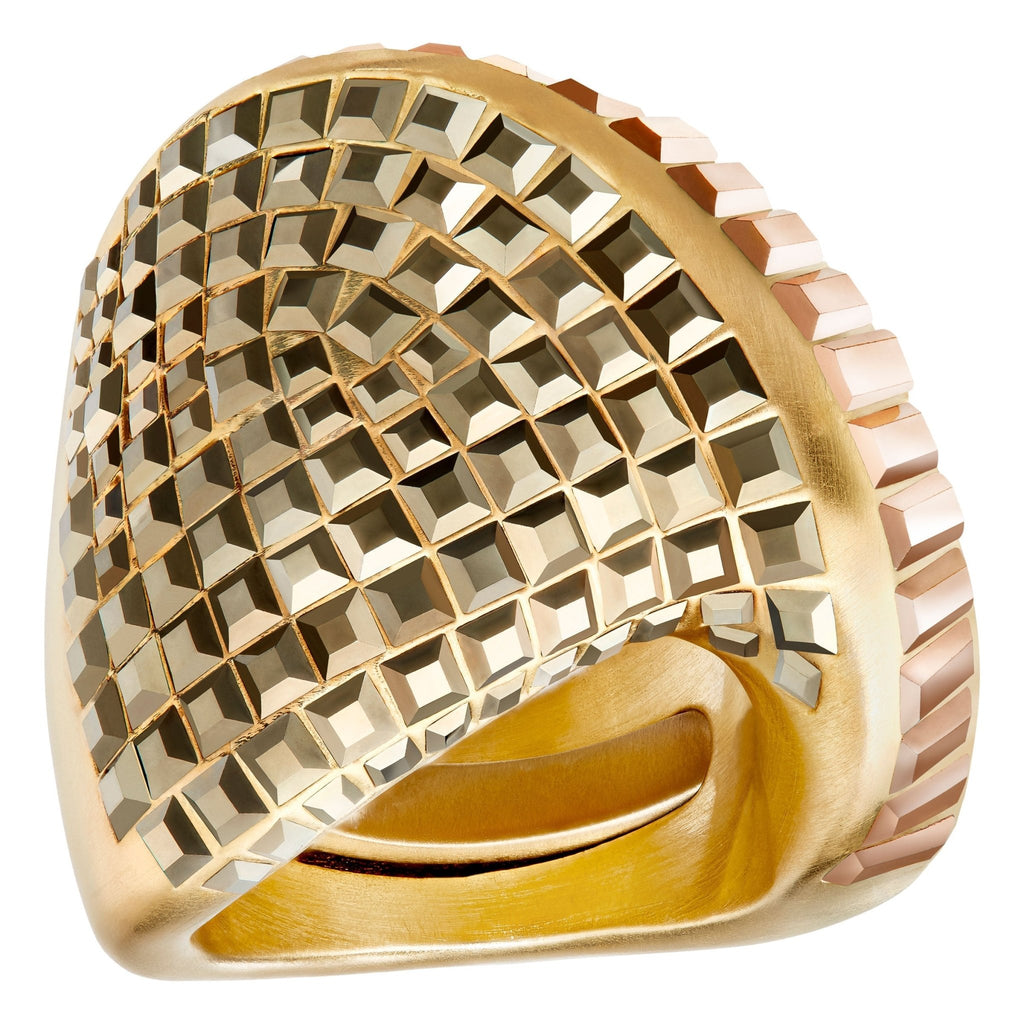 Swarovski Film Yellow Gold Plated Metallic Crystals Womens Ring Size 6