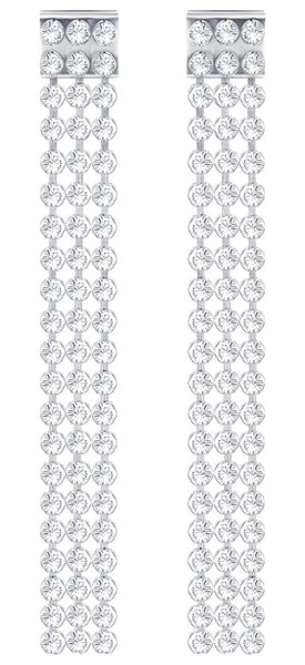 Swarovski Fit Palladium Plated Crystals Pierced Long Drop Earrings 5293087 - WAB - Shipping Dept.