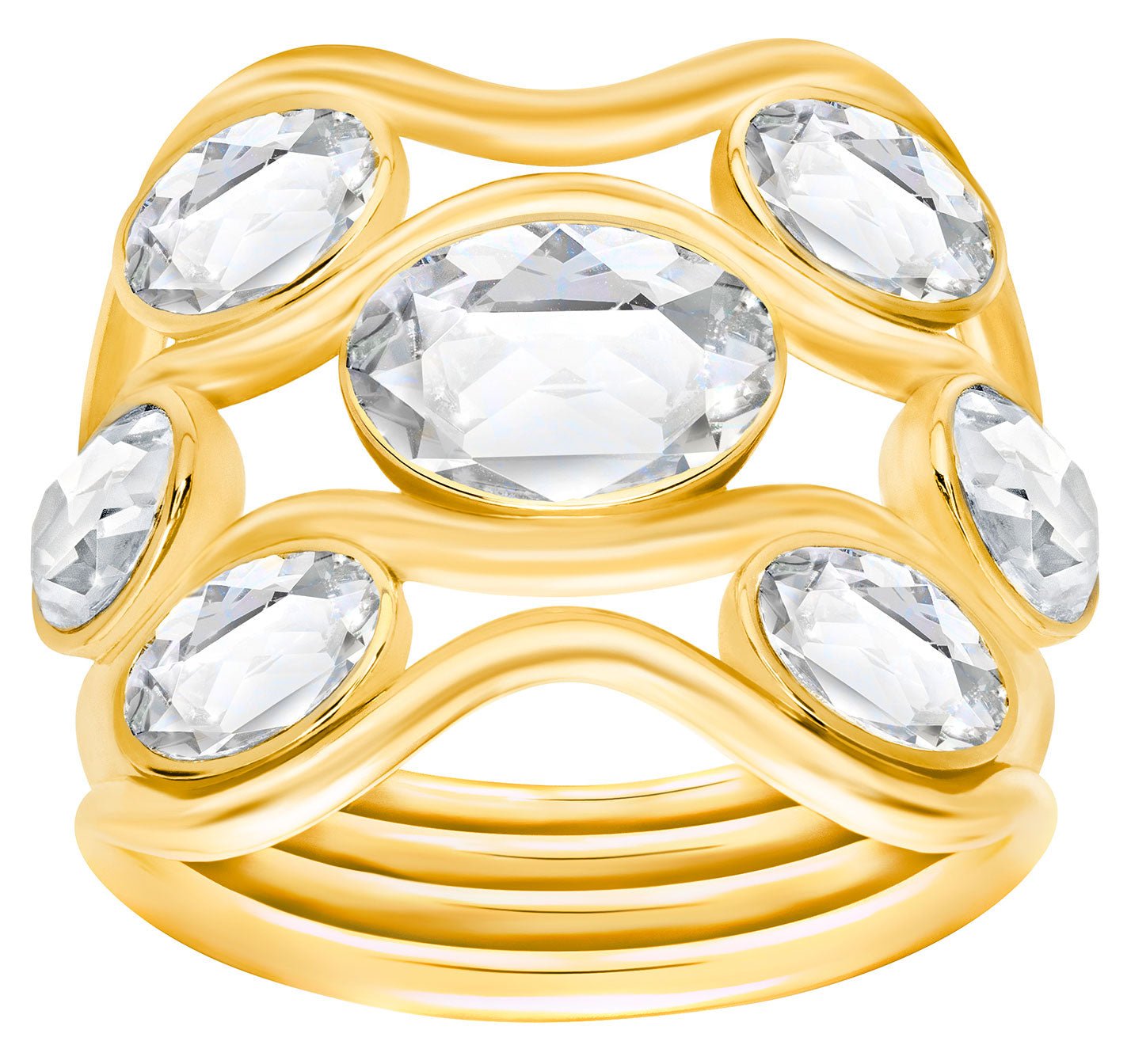 Swarovski Fragment Wide Yellow Gold Plated Clear Crystals Womens Ring Size 7 / 55 - 5224894 - WAB - Shipping Dept.