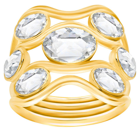 Swarovski Fragment Wide Yellow Gold Plated Clear Crystals Womens Ring Size 7 / 55 - 5224894 - WAB - Shipping Dept.