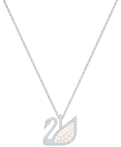 Swarovski Iconic Swan Pendant Necklace Clear Crystals Pearls Rhodium Plated 5411791 - WAB - Shipping Dept.