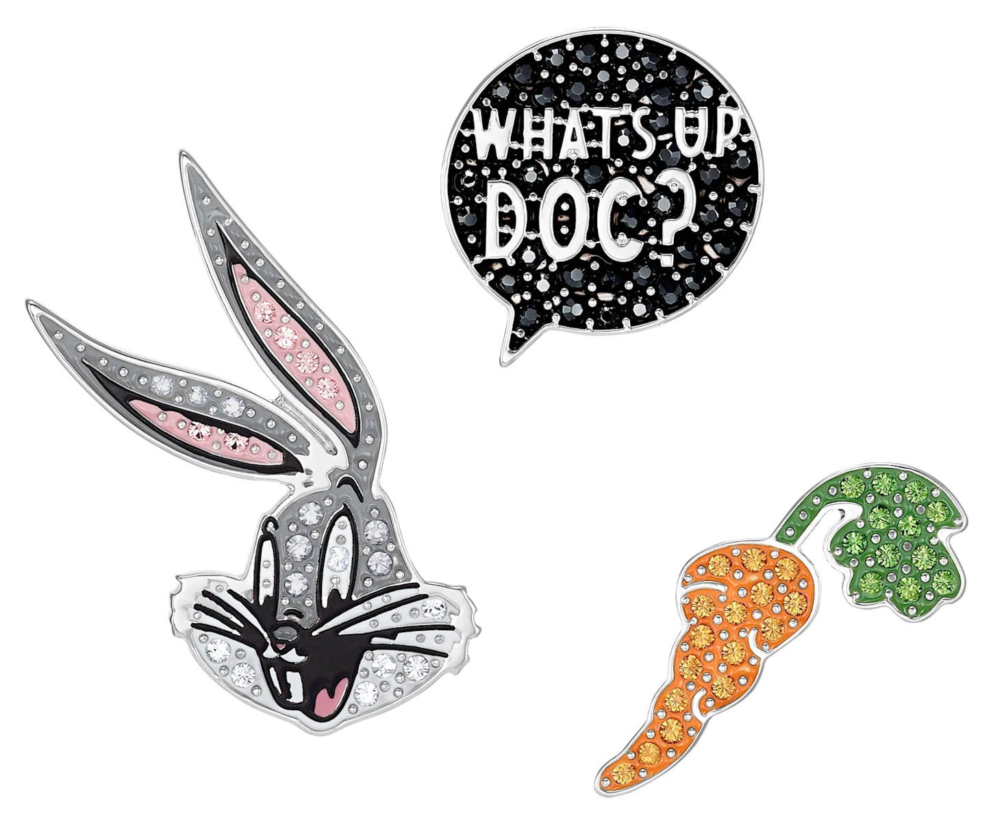 Swarovski Looney Tunes Bugs Bunny Tie Pin Set Rhodium Plated 5488791 - WAB - Shipping Dept.