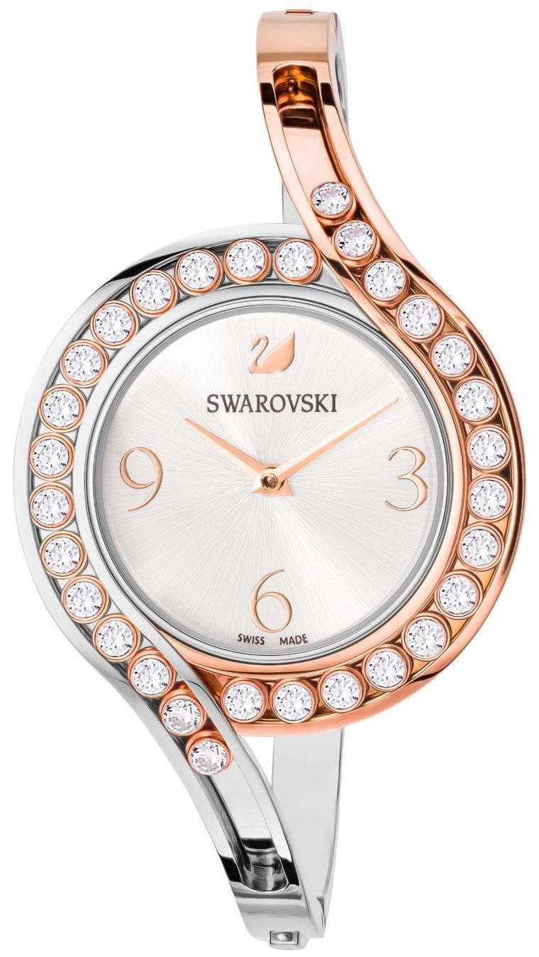 Swarovski Lovely Crystals Bangle Two - Tone Stainless Steel Silver Dial Women's Watch 5452486 - WAB - Shipping Dept.