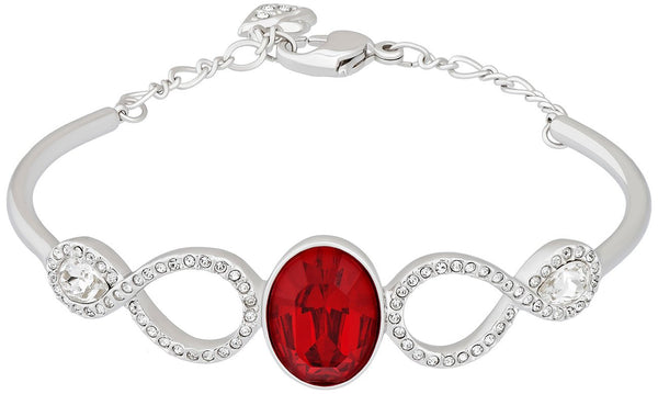 Swarovski Miles Rhodium Plated Stainless Steel Siam Red Crystal Bangle Chain Bracelet for Women 5039225 - WAB - Shipping Dept.