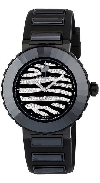 Swarovski New Octea Sport Crystal Zebra Pattern Dial Black Rubber Strap Womens Watch 5040563 - WAB - Shipping Dept.