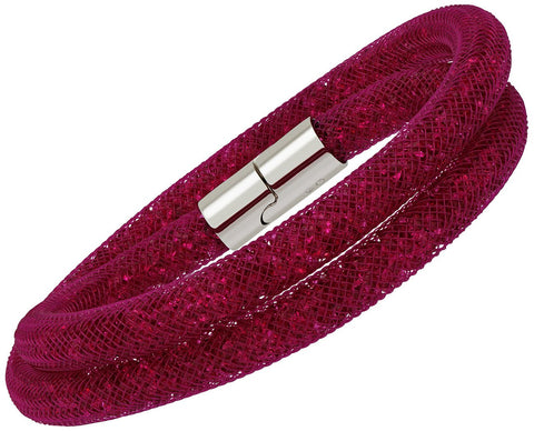 Swarovski Stardust Fuchsia Nylon Tube 5102547 Palladium Plated Magnetic Clasp Small Double Bracelet / Choker for Women - WAB - Shipping Dept.