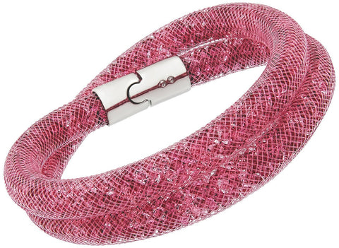 Swarovski Stardust Rose Pink Nylon Fishnet Tube 5120152 Magnetic Clasp Medium Double Bracelet / Choker for Women - WAB - Shipping Dept.