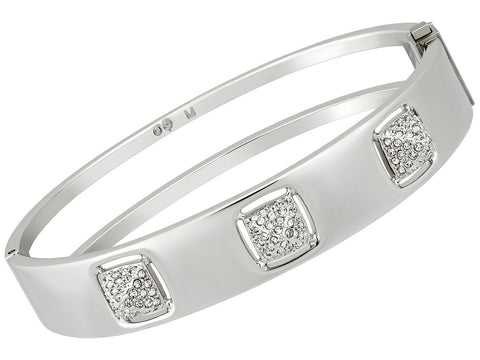 Swarovski Tactic Rhodium Plated Stainless Steel 5033035 Crystal Pavé Hinge Bangle for Women Medium - WAB - Shipping Dept.