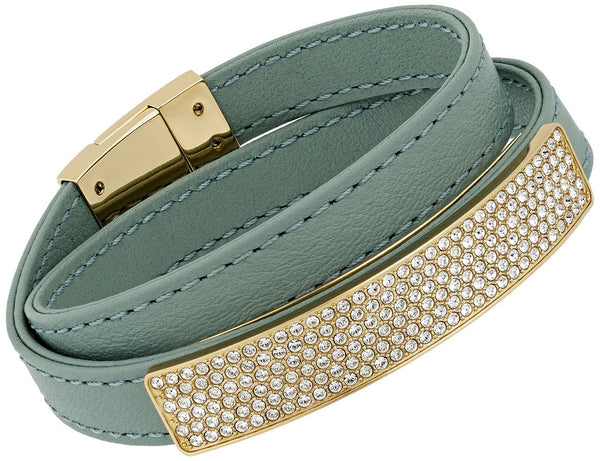 Swarovski Vio Cielo Mint Green Leather 5120641 Gold Plated Clear Crystal Bracelet for Women - WAB - Shipping Dept.