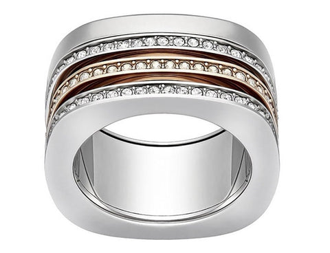 Swarovski Vio Rhodium & Rose Gold Plated Crystals Womens Ring Size 8 / 58 - 5184229 - WAB - Shipping Dept.