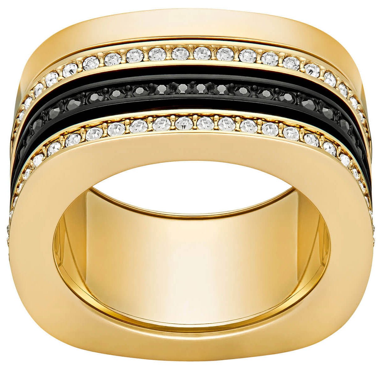 Swarovski Vio Yellow Gold Plated Black & Clear Crystal Pavé Womens Ring Size 7 / 55 - 5143854 - WAB - Shipping Dept.