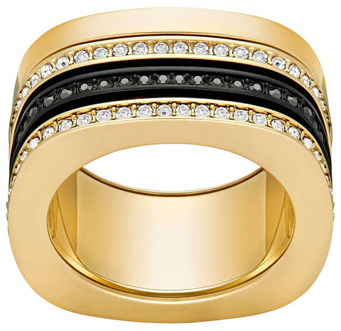 Swarovski Vio Yellow Gold Plated Black & Clear Crystal Pavé Womens Ring Size 7 / 55 - 5143854 - WAB - Shipping Dept.