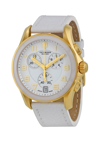 Swiss Army Chrono Classic Gold Tone Stainless Steel & Ceramic Womens Strap Watch White Dial 241511 - WAB - Shipping Dept.