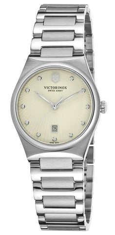 Swiss Army Victoria Stainless Steel Womens Watch Egg Shell Dial Calendar 241513 - Store Display - WAB - Shipping Dept.