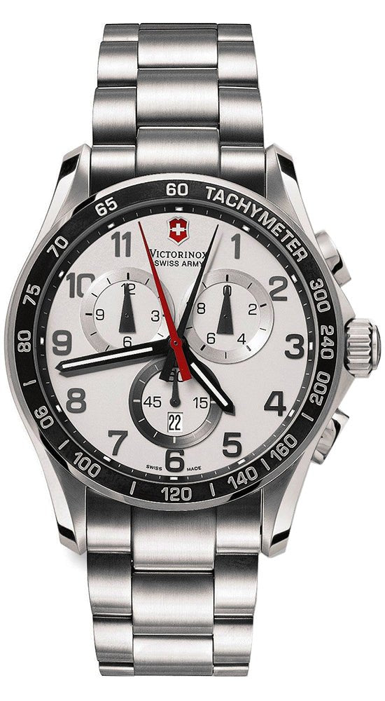 Swiss Army Victorinox Chrono Classic XLS Chronograph Tachymeter Scale Mens Steel Watch Date 241213 - WAB - Shipping Dept.