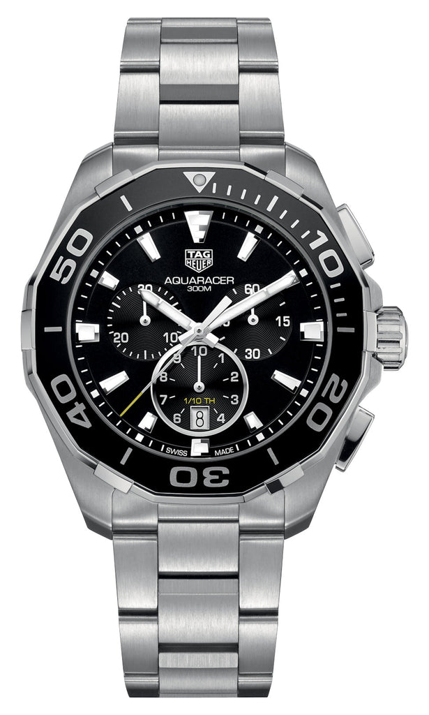 TAG Heuer Aquaracer Chronograph Stainless Steel Black Dial Date Divers