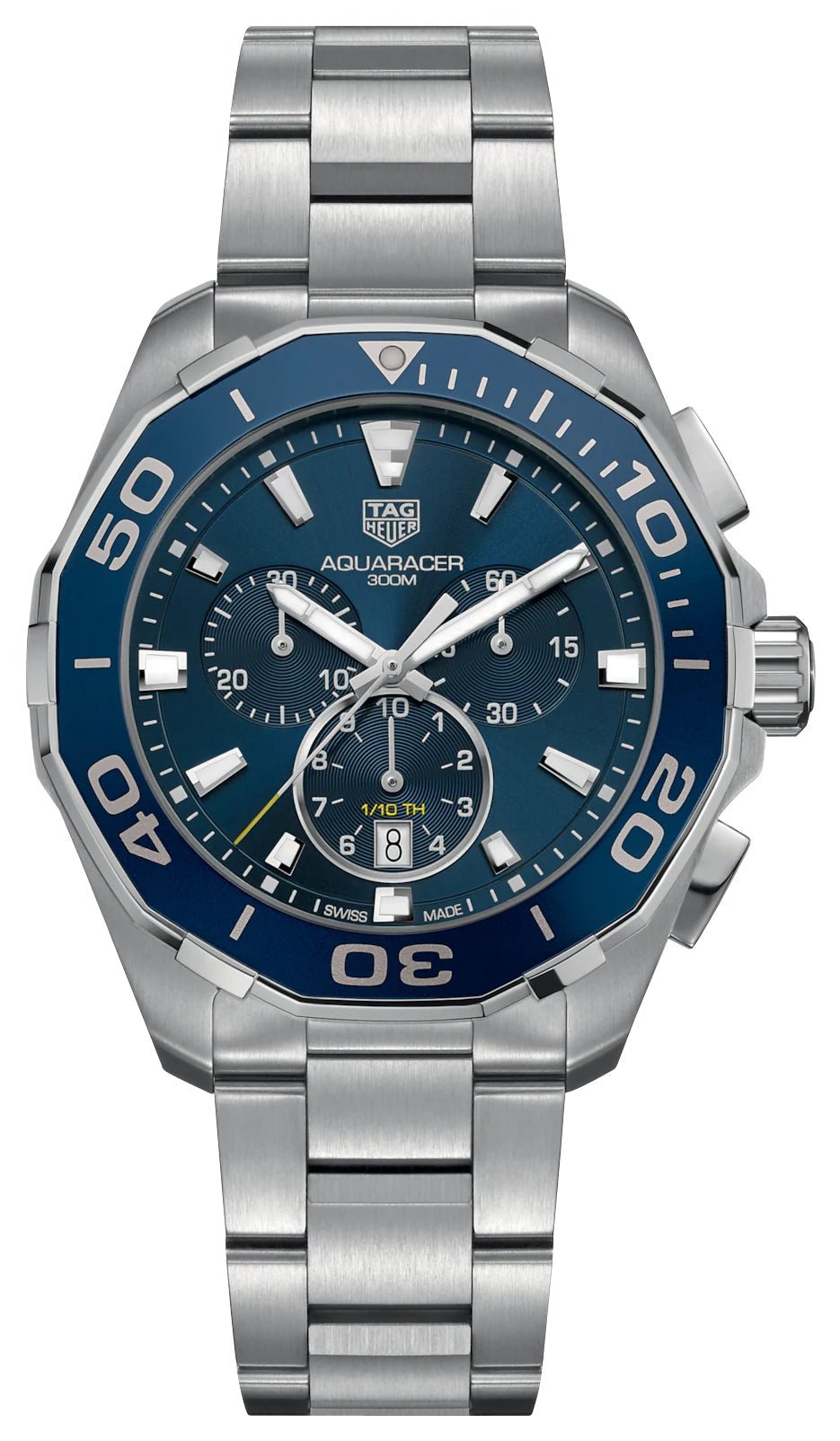 TAG Heuer Aquaracer Chronograph Stainless Steel Blue Dial Date Divers Quartz Mens Watch CAY111B.BA0927 - WAB - Shipping Dept.