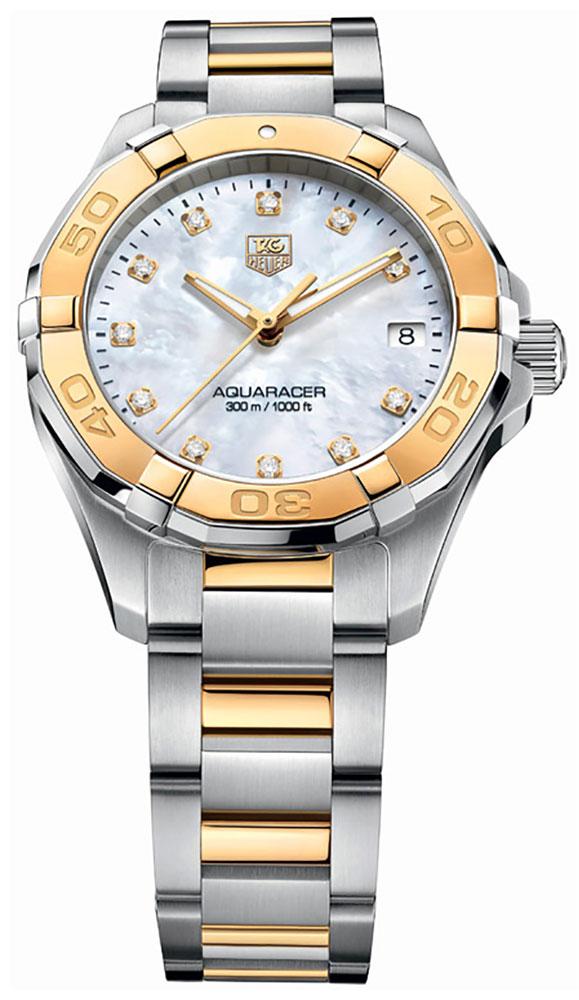 TAG Heuer Aquaracer Steel Yellow Gold Mother-of-Pearl Dial Diamonds