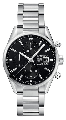 TAG Heuer Carrera Automatic Chronograph Stainless Steel Black Dial Date Mens Watch CBK2110.BA0715 - WAB - Shipping Dept.