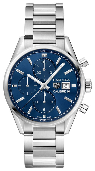 TAG Heuer Carrera Automatic Chronograph Stainless Steel Blue Dial Date Mens Watch CBK2112.BA0715 - WAB - Shipping Dept.