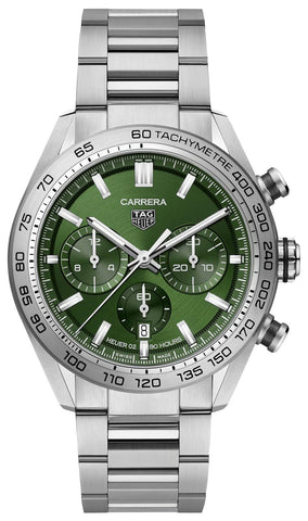 TAG Heuer Carrera Automatic Chronograph Stainless Steel Green Dial Date Mens Watch CBN2A10.BA0643 - WAB - Shipping Dept.