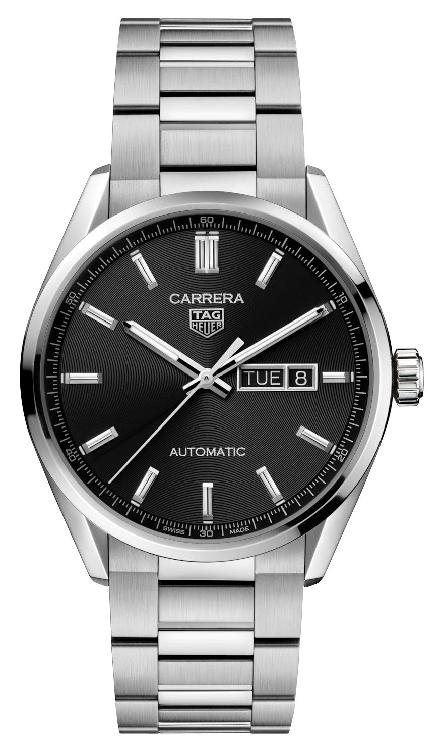 TAG Heuer Carrera Automatic Stainless Steel Black Dial Day/Date Mens Watch WBN2010.BA0640 - WAB - Shipping Dept.