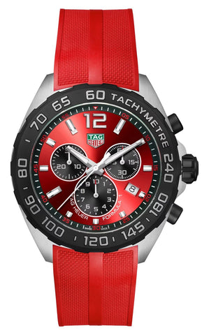 TAG Heuer Formula 1 Chronograph Stainless Steel Red Dial Red Rubber Strap Date Divers Quartz Mens Watch CAZ101AN.FT8055 - Watches & Beyond
